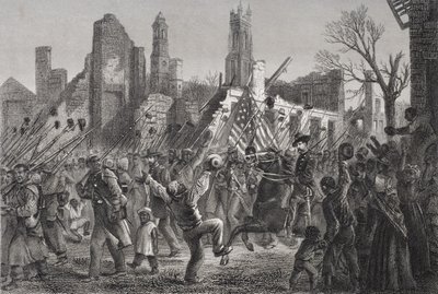 Entrance of the 55th Massachusetts Colored Regiment into Charleston, West Virginia, February 21st 1865 by American School
